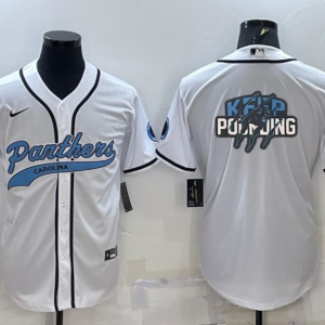 Men's Carolina Panthers White Team Big Logo With Patch Baseball Nike Jersey