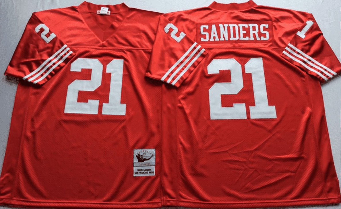 NFL San Francisco 49ers #21 Sanders Red Throwback Jersey