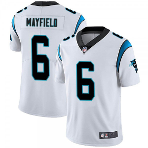 Men's Carolina Panthers #6 Baker Mayfield White Vapor Untouchable Limited Jersey