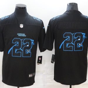Men's Carolina Panthers #22 Christian McCaffrey Black Shadow Logo Limited Jersey