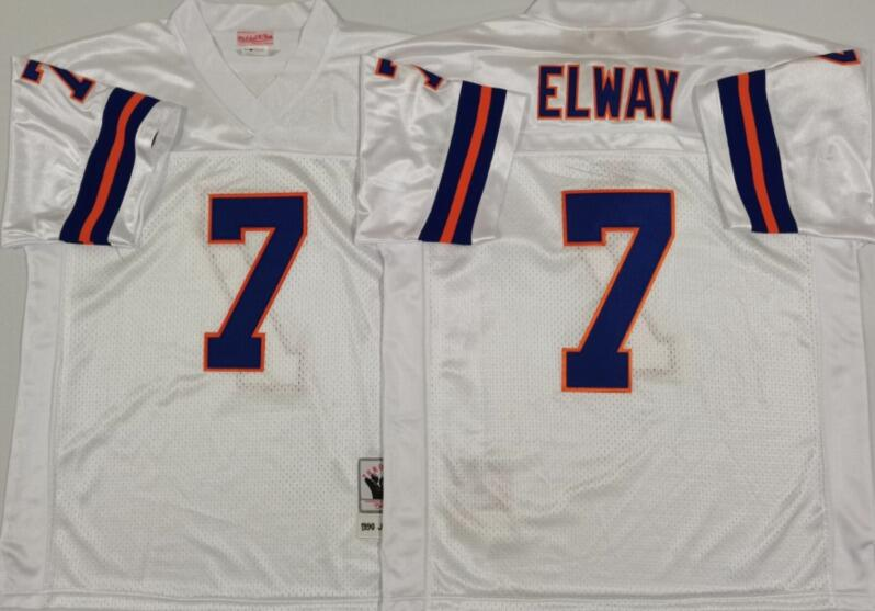 NFL Denver Broncos #7 Elway White Throwback New Style Jersey