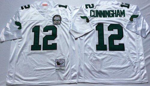 NFL Philadelphia Eagles #12 Cunningham White Throwback Jersey