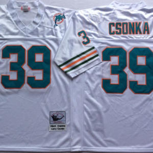 Miami Dolphins #39 Larry Csonka White Throwback Stitched Jerseys