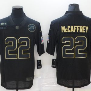 Men's Carolina Panthers #22 Christian McCaffrey 2020 Black Salute To Service Limited Jersey
