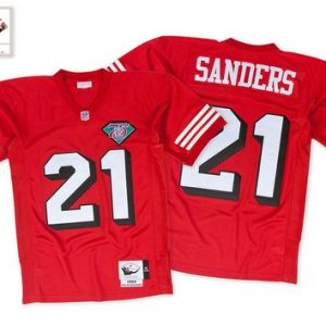 San Francisco 49ers  #21 Deion Sanders Red 75th Throwback Jersey