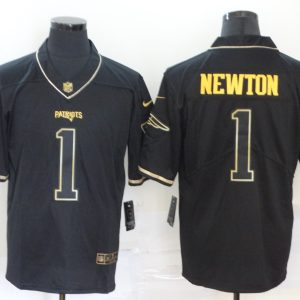 Men's Carolina Panthers #1 Cam Newton Black 2019 Golden Edition Limited Jersey