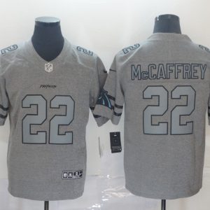 Men's Carolina Panthers #22 Christian McCaffrey 2019 Gray Gridiron Team Logo Limited Jersey
