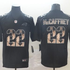 Men's Carolina Panthers #22 Christian McCaffrey 2019 Black Statue Of Liberty Limited Stitched Jersey