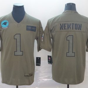 Men's Carolina Panthers #1 Cam Newton 2019 Camo Salute To Service Limited Jersey