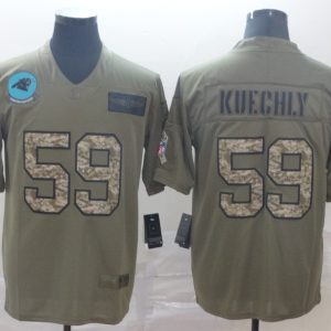 Men's Carolina Panthers #59 Luke Kuechly 2019 Olive/Camo Salute To Service Limited Jersey