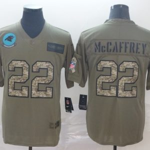 Men's Carolina Panthers #22 Christian McCaffrey 2019 Olive/Camo Salute To Service Limited Jersey