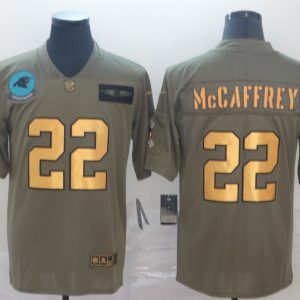 Men's Carolina Panthers #22 Christian McCaffrey 2019 Olive/Gold Salute To Service Limited Jersey