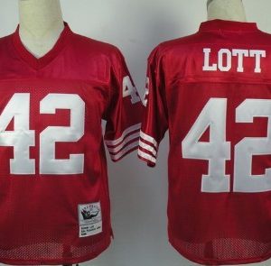 San Francisco 49ers #42 Ronnie Lott Red Throwback Jersey