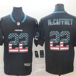 Men's Carolina Panthers #22 Christian McCaffrey Black USA Flag Color Rush Limited Jersey