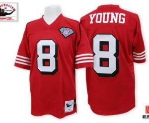 San Francisco 49ers #8 Steve Young Red 75th Throwback Jersey