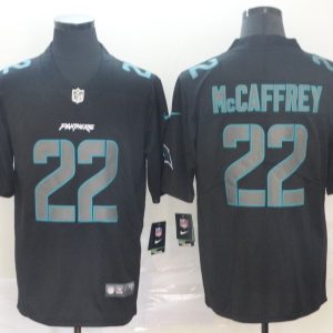 Nike Carolina Panthers #22 Christian McCaffrey Fashion Impact Black Color Rush Limited Jersey