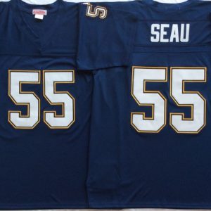NFL San Diego Chargers Blue #55 Seau D.Blue Throwback Jersey