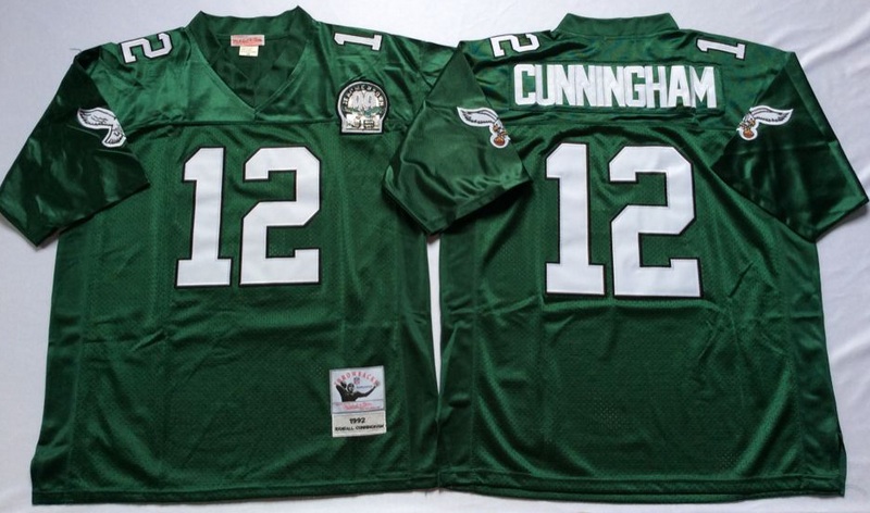 NFL Philadelphia Eagles #12 Cunningham Green Throwback Jersey