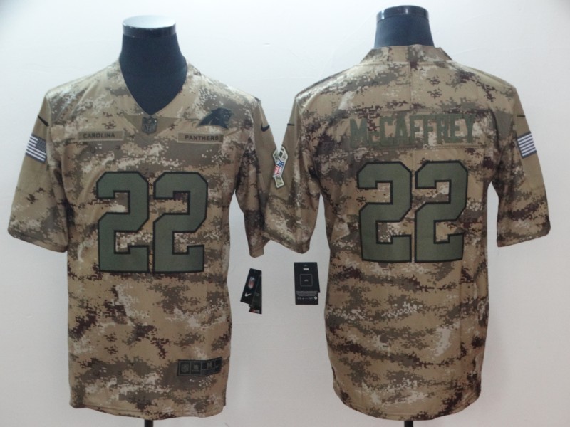 Nike Carolina Panthers #22 McCaffrey Camo Salute to Service Retired Player Limited Jersey