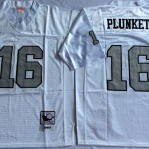 NFL Oakland Raiders #16 Plunkett White Throwback Jersey