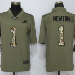 Nike 2018 Carolina Panthers #1 Newton Olive/Camo Salute to Service Color Rush Limited Jersey