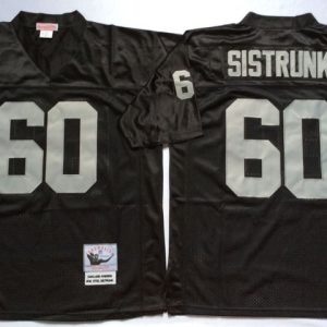 NFL Oakland Raiders #60 Sistrunk Black Throwback Jersey
