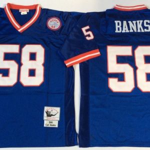 NFL Naw York Giants #58 Banks Blue Throwback Jersey