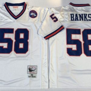 NFL Naw York Giants #58 Banks White Throwback Jersey