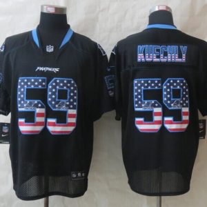 2014 New Nike Carolina Panthers 59 Kuechly USA Flag Fashion Black Elite Jerseys