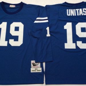 NFL Indianapolis Colts #19 Unitas Blue Long Sleeve Throwback Jersey