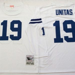 NFL Indianapolis Colts #19 Unitas White Long Sleeve Throwback Jersey