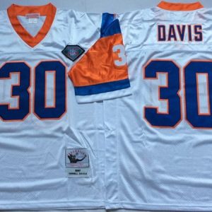 NFL Denver Broncos #30 Davis White Throwback Jersey