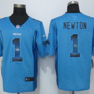2015 New Nike Carolina Panthers 1 Newton Pro Line Blue Fashion Strobe Jersey