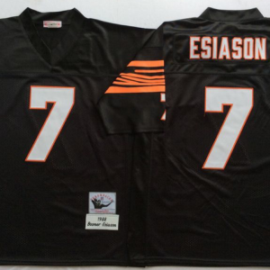 NFL Cincinatti Bengals White #7 Esiason Black Throwback Jersey