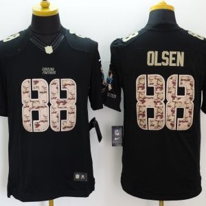 Nike Carolina Panthers #88 Olsen Black Salute TO Service Jersey