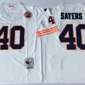 NFL Chicago Bears #40 Sayers White Throwback Jersey