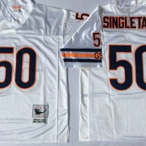 NFL Chicago Bears #50 Singletary White Throwback Jersey