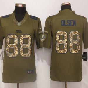 New Nike Carolina Panthers 88 Olsen Green Salute To Service Limited Jersey