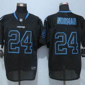 New Nike Carolina Panthers 24 Norman Lights Out Black Elite Jerseys