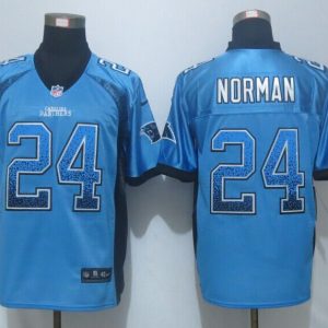 NEW Nike Carolina Panthers 24 Norman Drift Fashion Blue Elite Jerseys