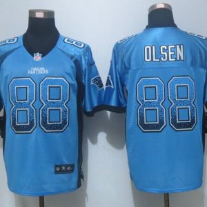 NEW Nike Carolina Panthers 88 Olsen Drift Fashion Blue Elite Jerseys
