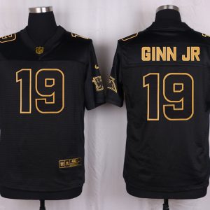 Mens Carolina Panthers #19 Ginn JR Pro Line Black Gold Collection Jersey