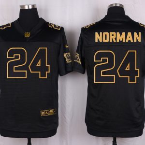 Mens Carolina Panthers #24 Norman Pro Line Black Gold Collection Jersey