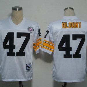 #47 Mel Blount white Pittsburgh Steelers Throwback Jersey