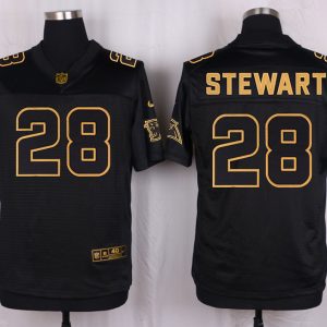 Mens Carolina Panthers #28 Stewart Pro Line Black Gold Collection Jersey