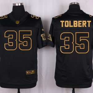 Mens Carolina Panthers #35 Tolbert Pro Line Black Gold Collection Jersey