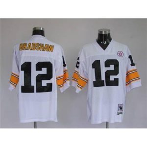 Pittsburgh Steelers #12 Throwback Brandshaw White Jersey