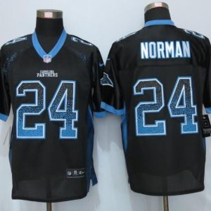 NEW Nike Carolina Panthers 24 Norman Drift Fashion Black Elite Jerseys