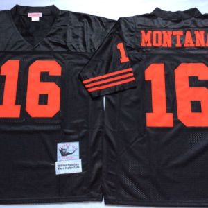 San Francisco 49ers #16 Joe Montana NFL Throwback Jersey in Black
