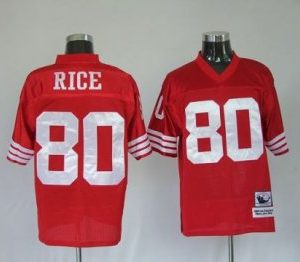 San Francisco 49ers #80 Rice Red Throwback Jersey